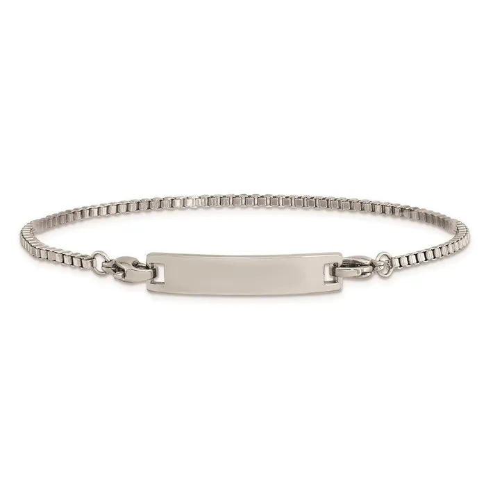 Bracelets Chisel Stainless Steel Polished Box Chain wRemoveable ID Plate 85in Bracelet Bracelets Chisel Stainless Steel Polished Box Chain wRemoveable ID Plate 85in Bracelet