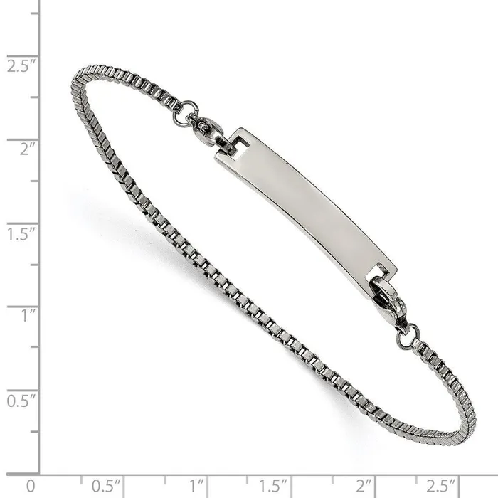 Bracelets Chisel Stainless Steel Polished Box Chain wRemoveable ID Plate 85in Bracelet Bracelets Chisel Stainless Steel Polished Box Chain wRemoveable ID Plate 85in Bracelet
