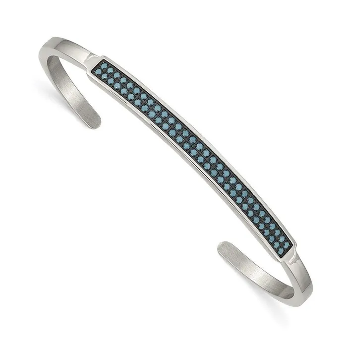 Bracelets Chisel Stainless Steel Polished wReconstructed Turquoise 500mm Cuff Bangle Bracelets Chisel Stainless Steel Polished wReconstructed Turquoise 500mm Cuff Bangle