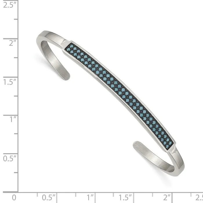 Bracelets Chisel Stainless Steel Polished wReconstructed Turquoise 500mm Cuff Bangle Bracelets Chisel Stainless Steel Polished wReconstructed Turquoise 500mm Cuff Bangle