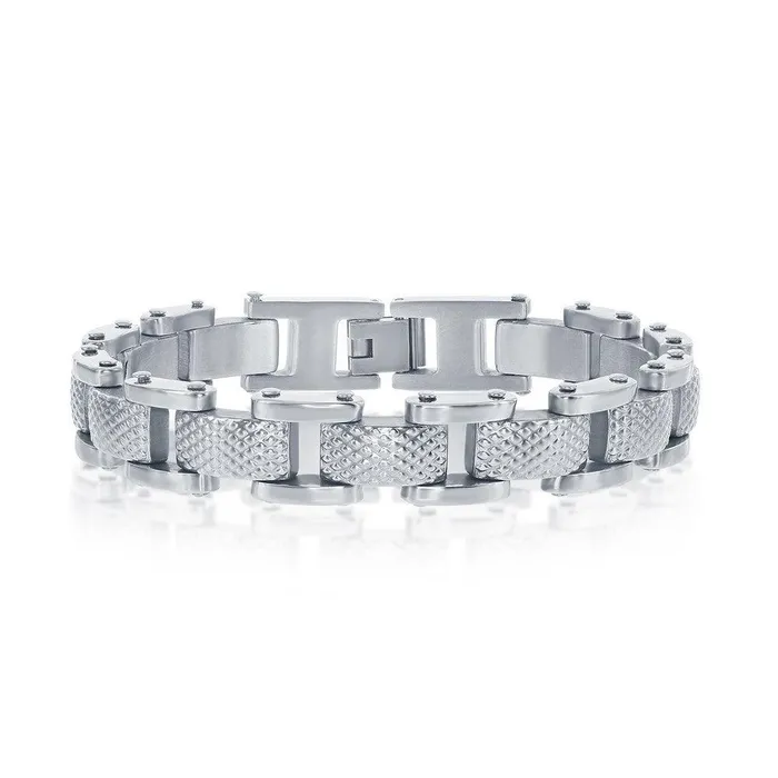 Bracelets Classic Stainless Steel Linked Grid Design Bracelet 85