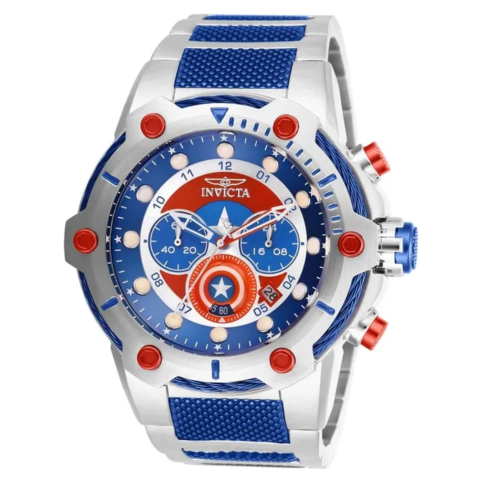 Bracelets Invicta Invicta Mens Watch Marvel Captain America Silver Tone and Blue Bracelet 27965 Bracelets Invicta Invicta Mens Watch Marvel Captain America Silver Tone and Blue Bracelet 27965
