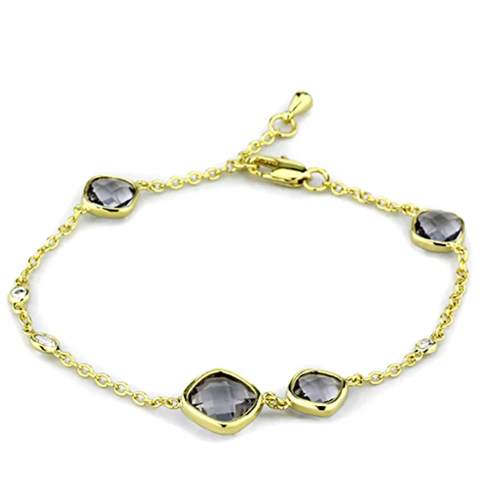 Bracelets LO3234 Gold Brass Bracelet with Synthetic Synthetic Glass in Amethyst Alamode Bracelets LO3234 Gold Brass Bracelet with Synthetic Synthetic Glass in Amethyst Alamode