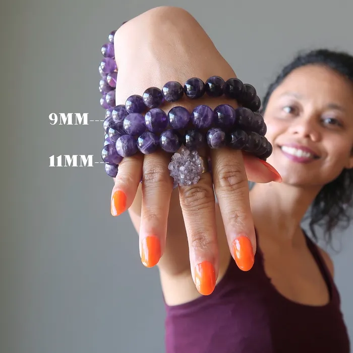 Bracelets Satin Crystals Amethyst Bracelet Deep Purple Divinity Beads