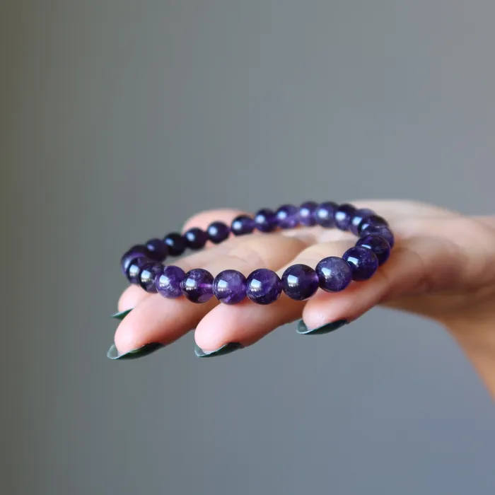 Bracelets Satin Crystals Amethyst Bracelet Deep Purple Divinity Beads