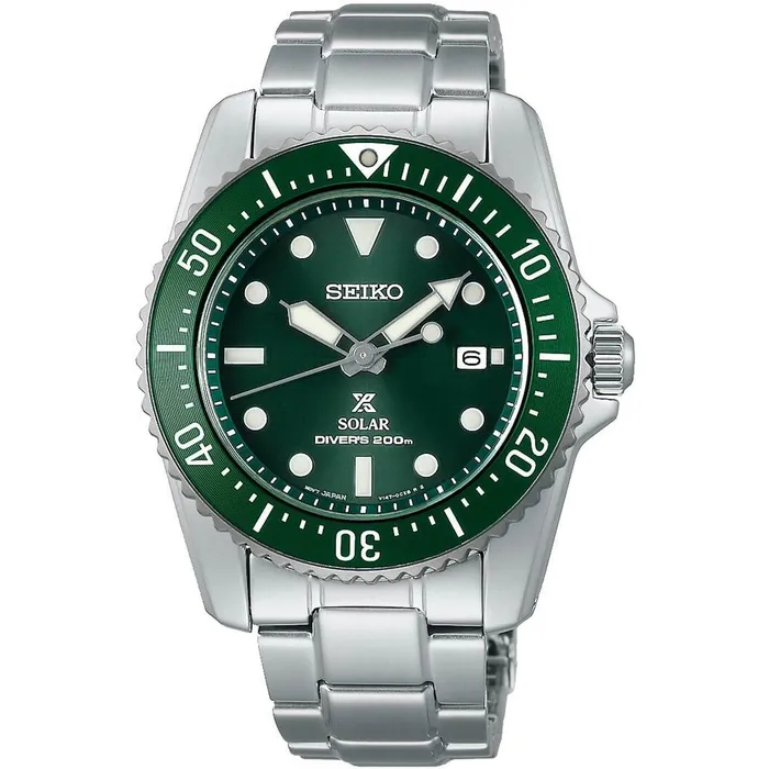 Bracelets SEIKO Seiko Mens Watch Prospex Solar Green Dial Steel Bracelet Rotating Bezel SNE583P1 Bracelets SEIKO Seiko Mens Watch Prospex Solar Green Dial Steel Bracelet Rotating Bezel SNE583P1