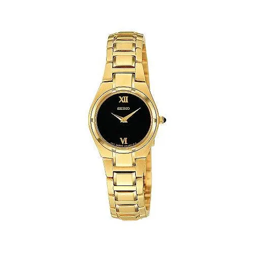 Bracelets Seiko Womens Black Dial Gold Bracelet Watch SUJD54 Seiko