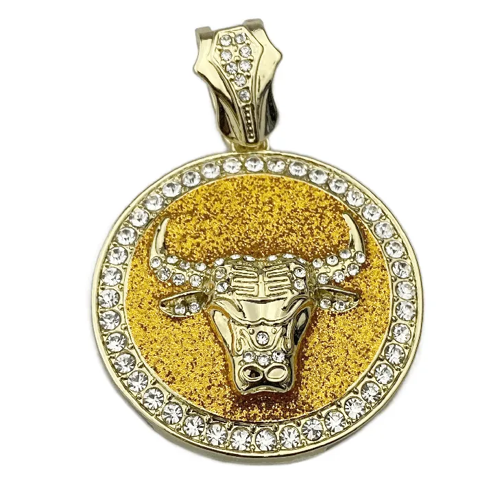 Bull Head Gold Finish w Gold Glitter Round Coin Pendant Bling Cartel Admin PreStyled Sets Bull Head Gold Finish w Gold Glitter Round Coin Pendant Bling Cartel Admin PreStyled Sets