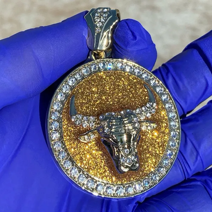 Bull Head Gold Finish w Gold Glitter Round Coin Pendant Bling Cartel Admin PreStyled Sets Bull Head Gold Finish w Gold Glitter Round Coin Pendant Bling Cartel Admin PreStyled Sets