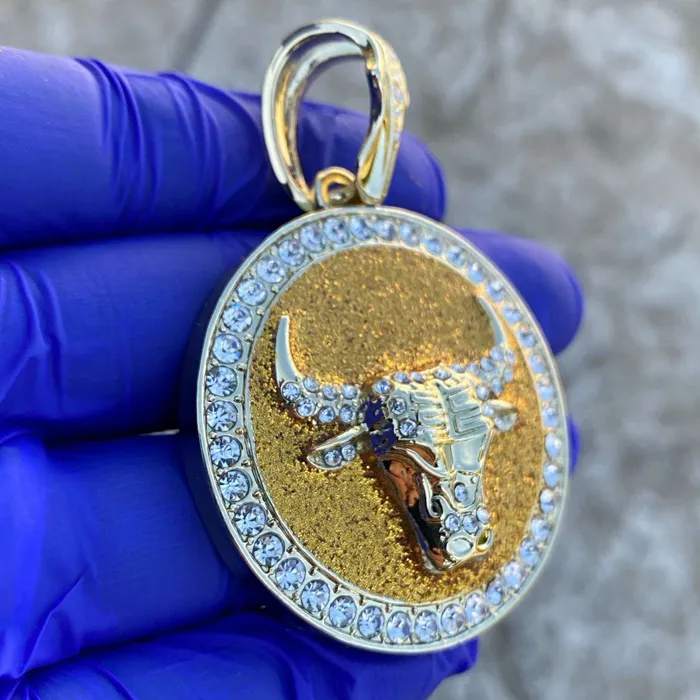Bull Head Gold Finish w Gold Glitter Round Coin Pendant Bling Cartel Admin PreStyled Sets Bull Head Gold Finish w Gold Glitter Round Coin Pendant Bling Cartel Admin PreStyled Sets