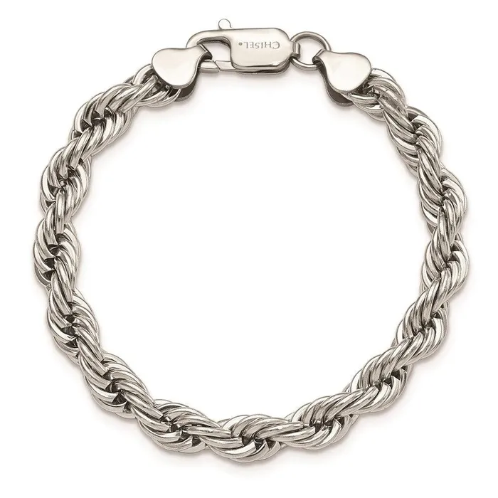 Chisel Bracelets Stainless Steel Polished 7mm Rope Bracelet Chisel Bracelets Stainless Steel Polished 7mm Rope Bracelet