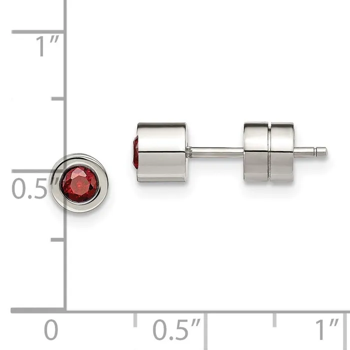 Chisel Earrings Stainless Steel CZ Jan Birthstone Polished Post Earrings Chisel Earrings Stainless Steel CZ Jan Birthstone Polished Post Earrings