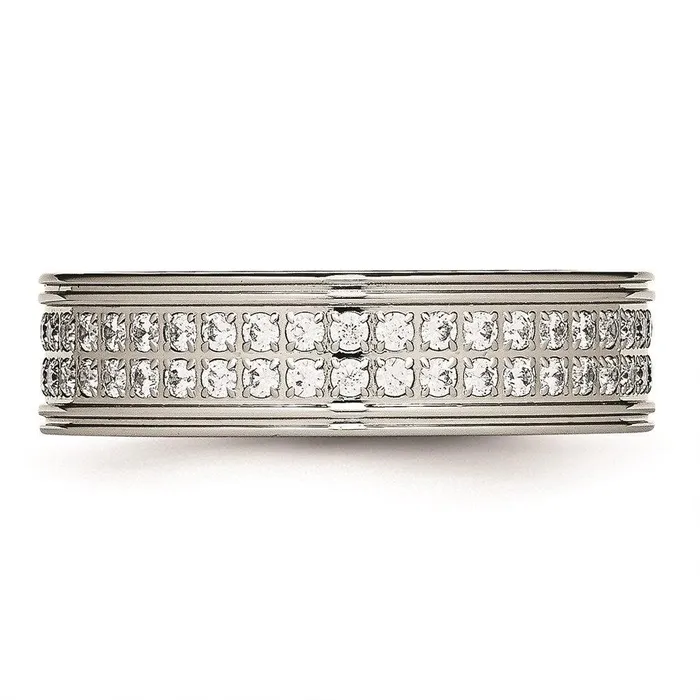 Chisel Rings Stainless Steel Polished CZ Ring Chisel Rings Stainless Steel Polished CZ Ring