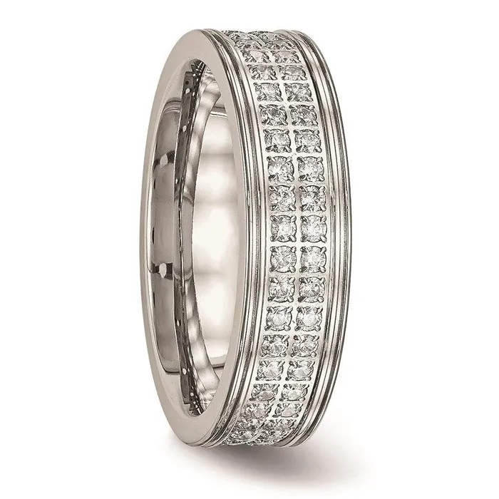 Chisel Rings Stainless Steel Polished CZ Ring Chisel Rings Stainless Steel Polished CZ Ring