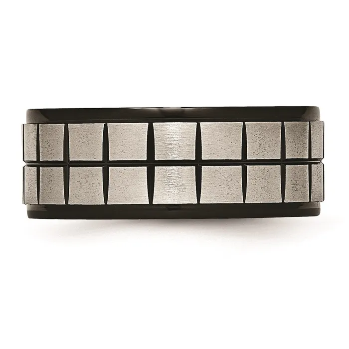 Chisel Rings Titanium 9mm Black IPplated Brushed Polished Band TB268 Chisel Rings Titanium 9mm Black IPplated Brushed Polished Band TB268
