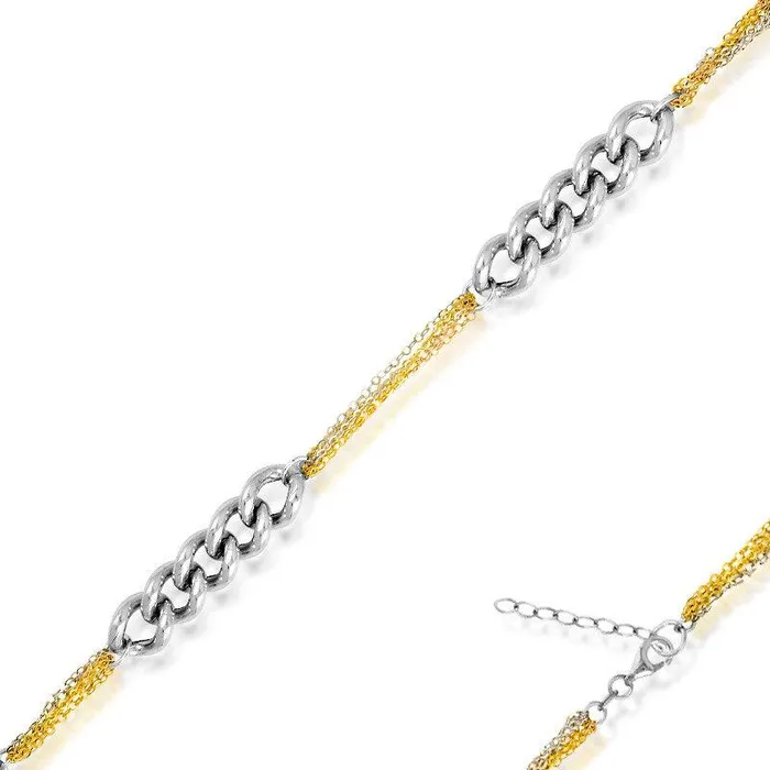 Classic Bracelets Sterling Silver Curb Link with TriColor Chain Bracelet 7 Classic Bracelets Sterling Silver Curb Link with TriColor Chain Bracelet 7