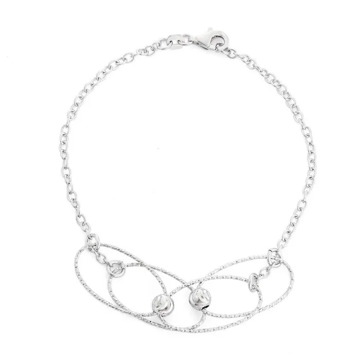 Classic Bracelets Sterling Silver Diamond Cut Beads and Wires Bracelet 75