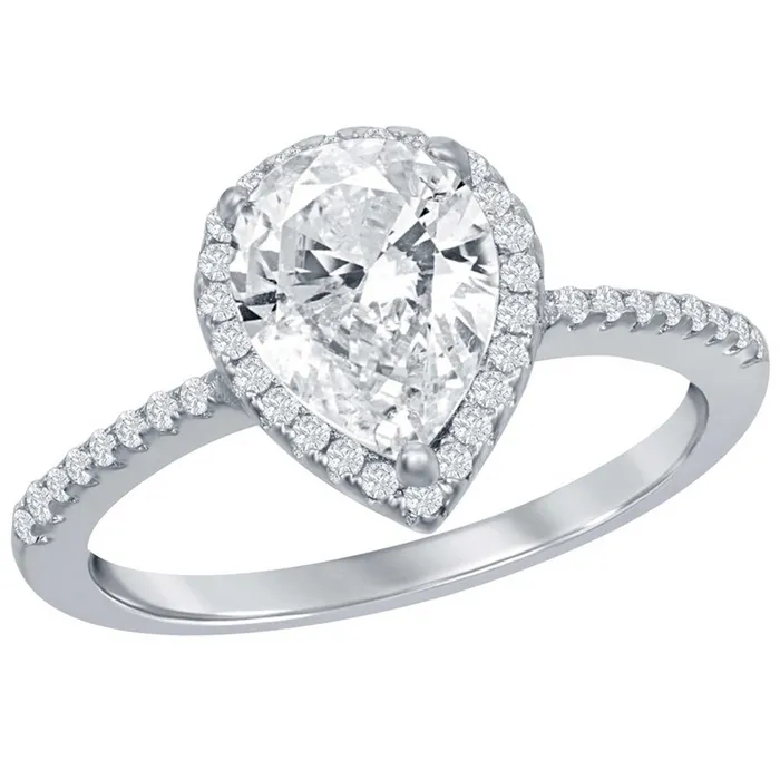Classic Classic Womens PearShaped Halo Pave Band Ring W2849 Rings