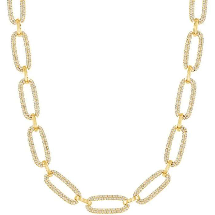 Classic Necklaces Classic Womens Necklace GP Sterling Silver Micro Pave CZ Linked Oval M6783GP Classic Necklaces Classic Womens Necklace GP Sterling Silver Micro Pave CZ Linked Oval M6783GP