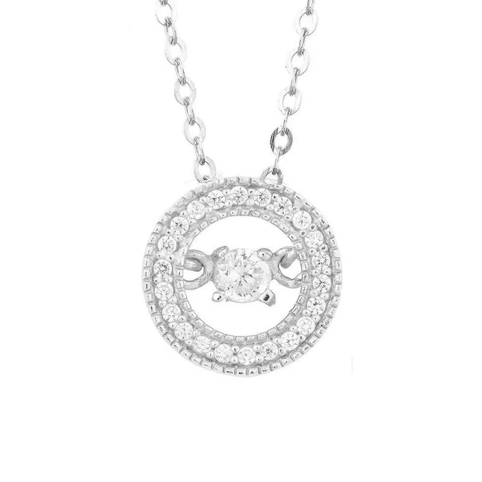 Classic Necklaces Sterling Silver Micro Pave with Center DancingShimmering CZ Circle Pendant With Chain Classic Necklaces Sterling Silver Micro Pave with Center DancingShimmering CZ Circle Pendant With Chain