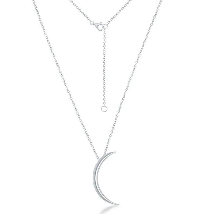 Classic Necklaces Sterling Silver Thin Crescent Moon Necklace