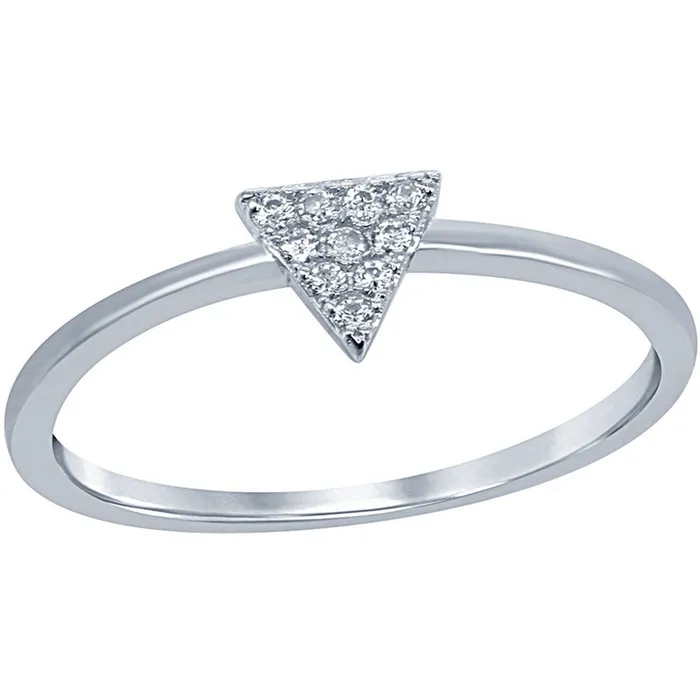 Classic Rings Classic Womens Sterling Silver CZ Triangle Ring W1479