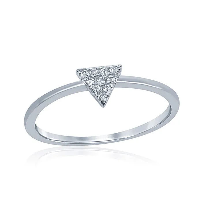 Classic Rings Classic Womens Sterling Silver CZ Triangle Ring W1479