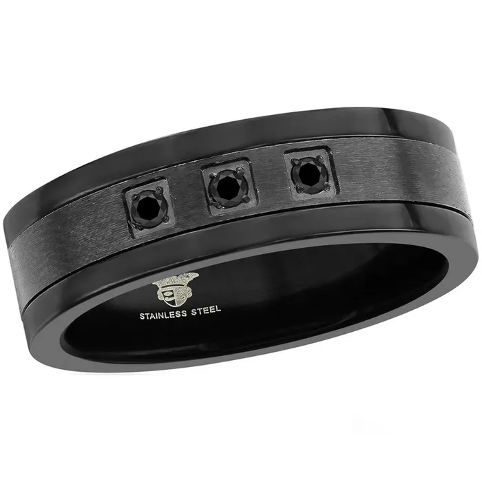 Classic Rings Mens Ring Black Plated Stainless Steel CZ Band Size 9 SW21069 Classic Rings Mens Ring Black Plated Stainless Steel CZ Band Size 9 SW21069