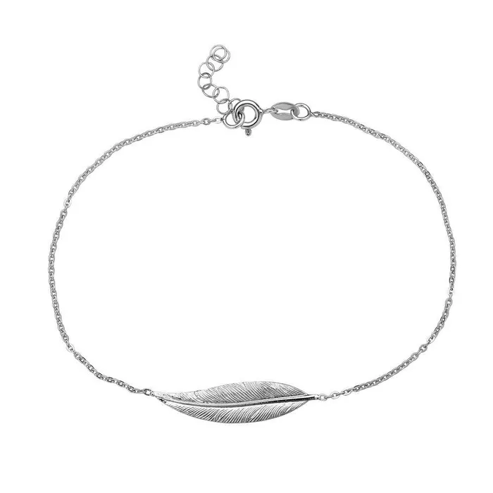 Classic Rings Sterling Silver Large Leaf Anklet