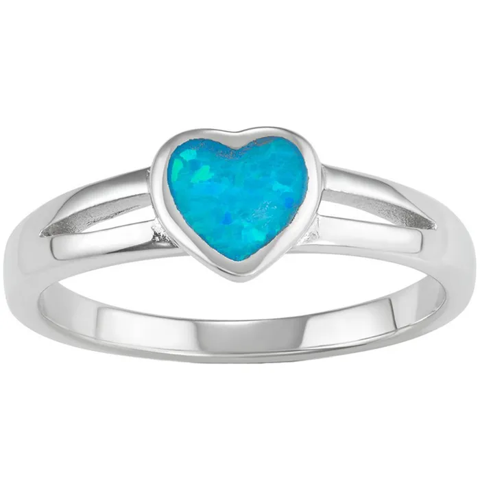 Classic Rings Womens Ring Sterling Silver Blue Inlay Opal Heart Size 8 W15728 Classic Rings Womens Ring Sterling Silver Blue Inlay Opal Heart Size 8 W15728