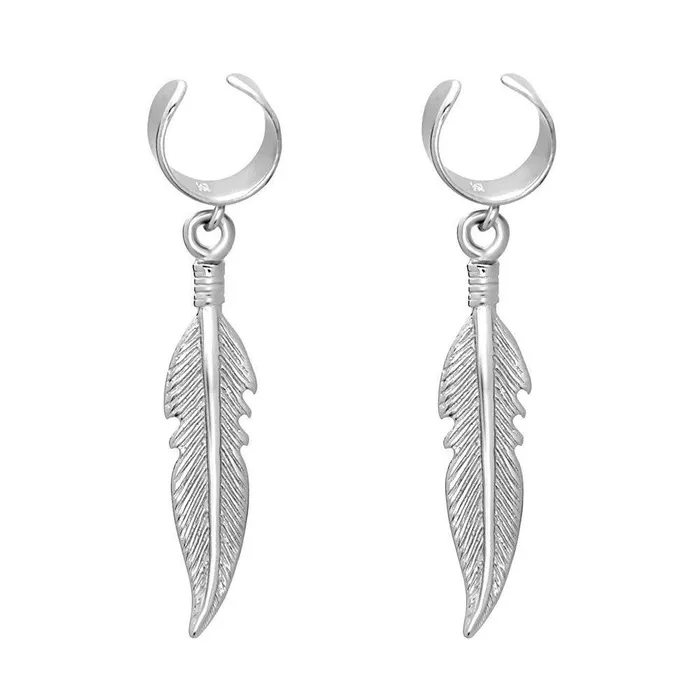 Classic Sterling Silver Feather Ear Cuff Earrings Earrings