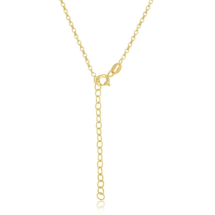 Classic Sterling Silver Gold Plated 15mm Rolo Chain Rings