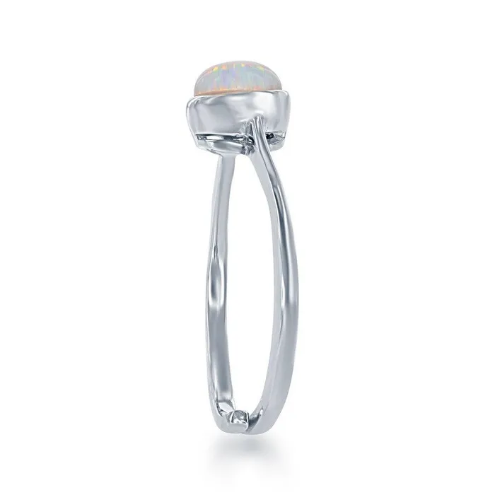 Classic Sterling Silver October White Opal Bezel Set Ring Rings