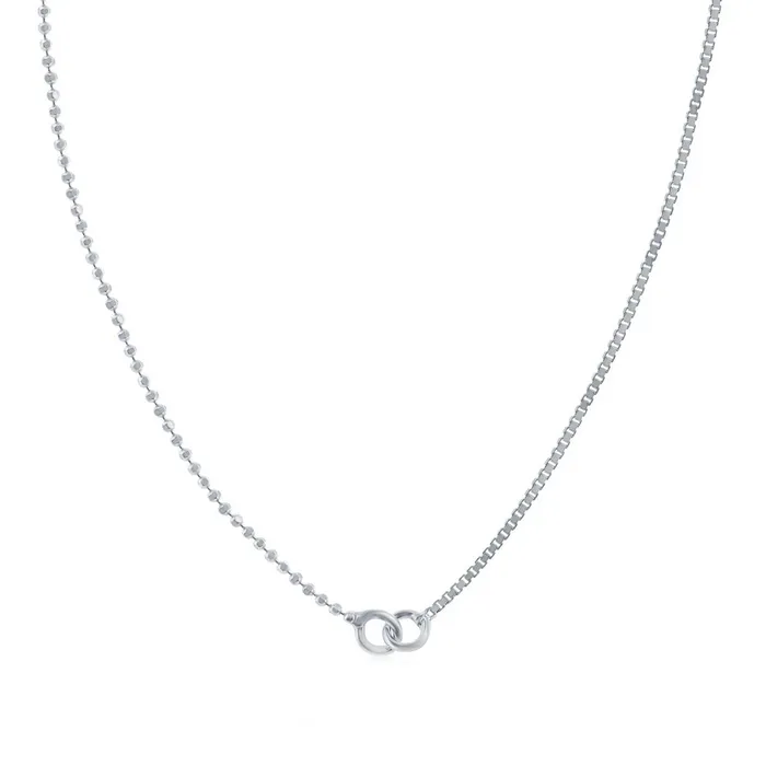 Classic Womens Chain Sterling Silver Half Beads and Box 16 Inch Q575316 Necklaces Classic Womens Chain Sterling Silver Half Beads and Box 16 Inch Q575316 Necklaces