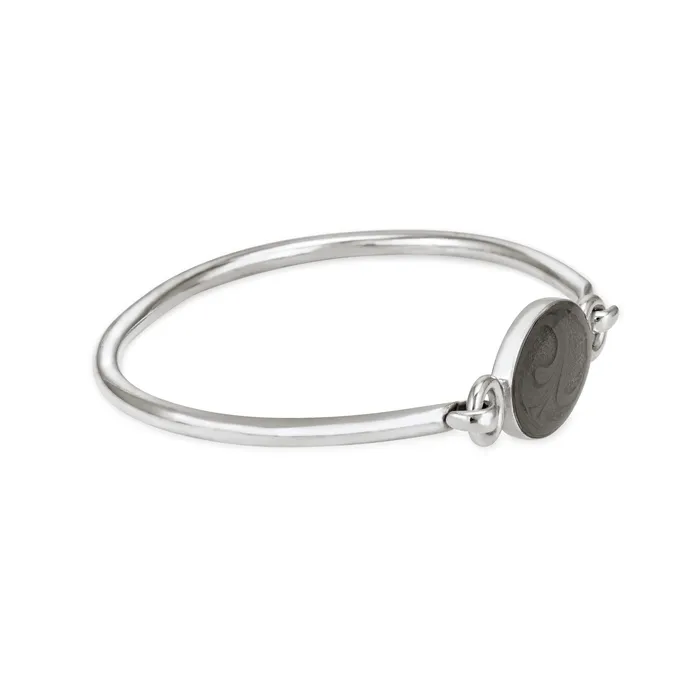 closebymejewelry Bracelets Oval Bangle Clasp Cremation Bracelet in Sterling Silver