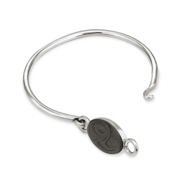 closebymejewelry Bracelets Oval Bangle Clasp Cremation Bracelet in Sterling Silver