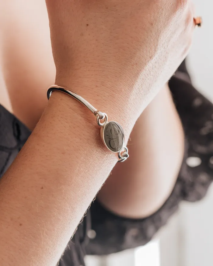closebymejewelry Bracelets Oval Bangle Clasp Cremation Bracelet in Sterling Silver
