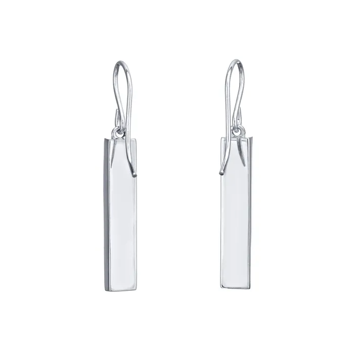 closebymejewelry Earrings Bar Cremation Dangle Earrings in 14K White Gold