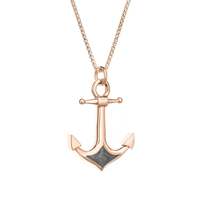closebymejewelry Necklaces Anchor Cremation Necklace in 14K Rose Gold
