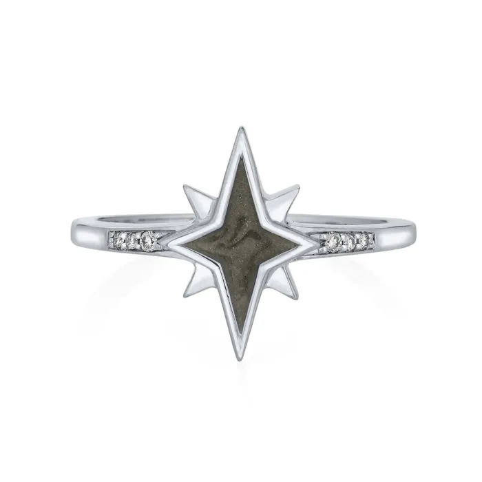 closebymejewelry North Star Diamond Band Cremation Ring in 14K White Gold Rings closebymejewelry North Star Diamond Band Cremation Ring in 14K White Gold Rings