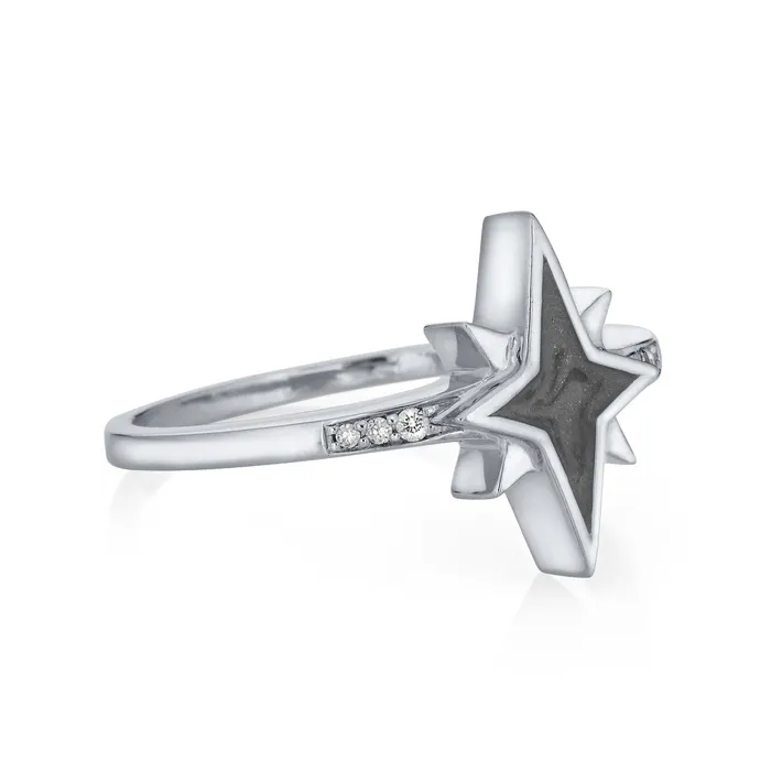 closebymejewelry North Star Diamond Band Cremation Ring in 14K White Gold Rings