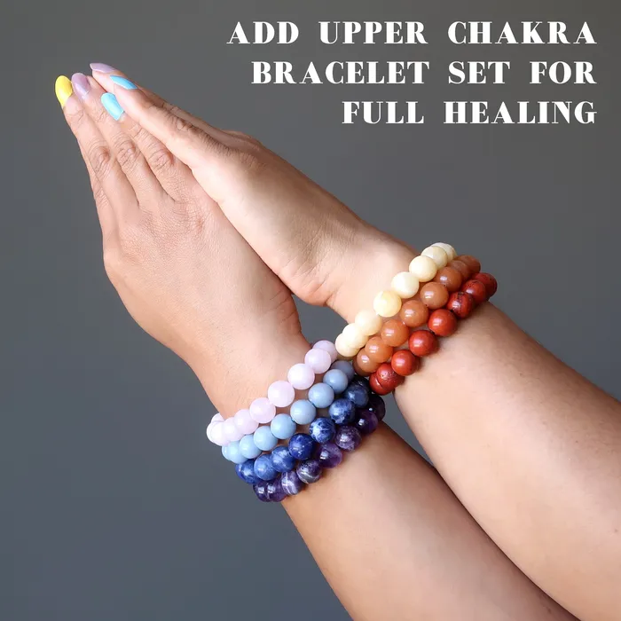 Crystal Sunrise Bracelet Set Calcite Aventurine Jasper Satin Crystals Bracelets