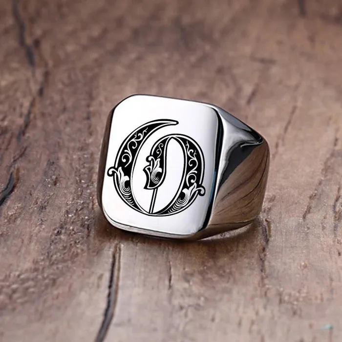 Custom Old English Initial Signet Ring VVS Jewelry Rings