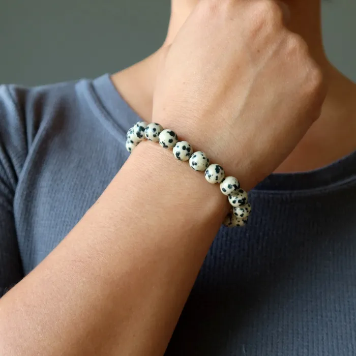 Dalmatian Jasper Bracelet The Good Spot Stone Satin Crystals Bracelets