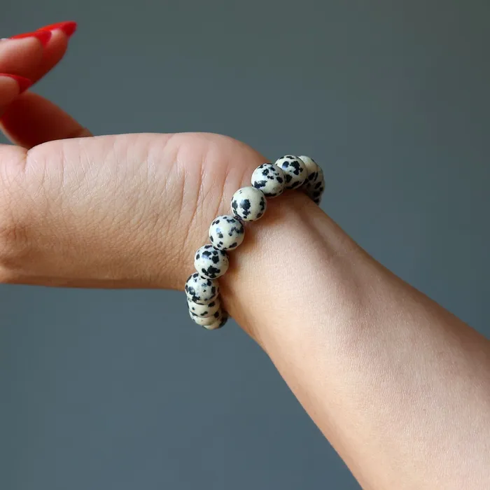 Dalmatian Jasper Bracelet The Good Spot Stone Satin Crystals Bracelets