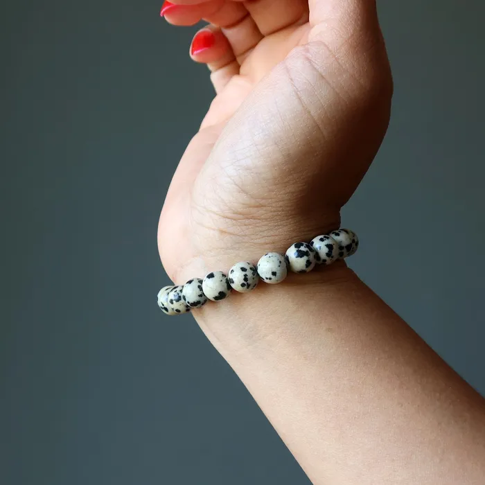 Dalmatian Jasper Bracelet The Good Spot Stone Satin Crystals Bracelets