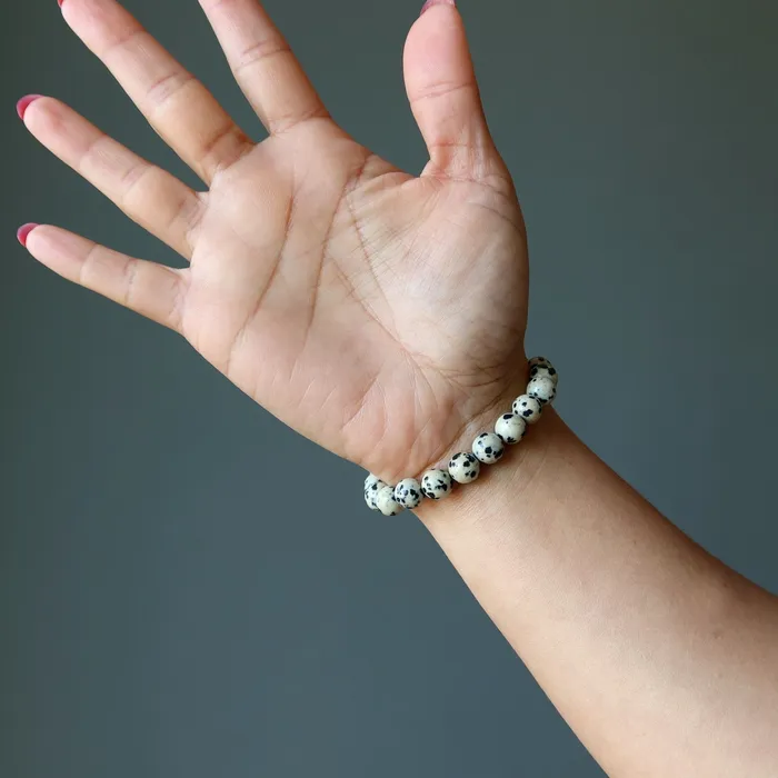 Dalmatian Jasper Bracelet The Good Spot Stone Satin Crystals Bracelets