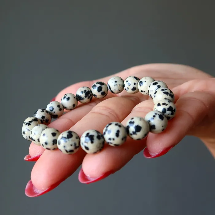 Dalmatian Jasper Bracelet The Good Spot Stone Satin Crystals Bracelets