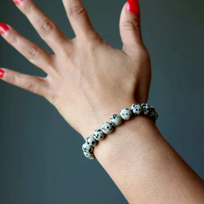 Dalmatian Jasper Bracelet The Good Spot Stone Satin Crystals Bracelets