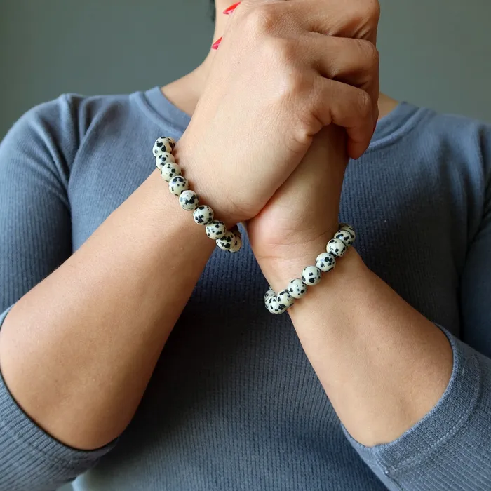 Dalmatian Jasper Bracelet The Good Spot Stone Satin Crystals Bracelets